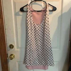 West Kei Wns XL Tank Pink/White w/ Stripes & Cats